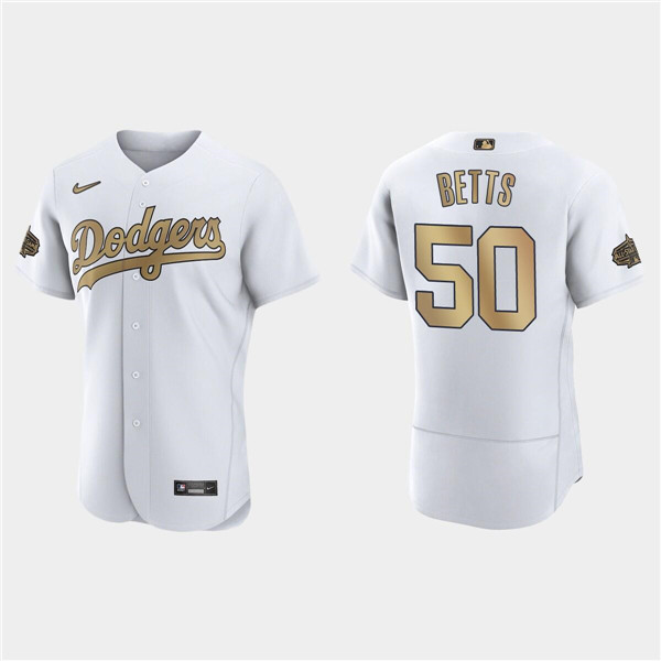 Men's White Los Angeles Dodgers #50 Mookie Betts 2022 All-Star Flex Base Stitched Baseball Jersey